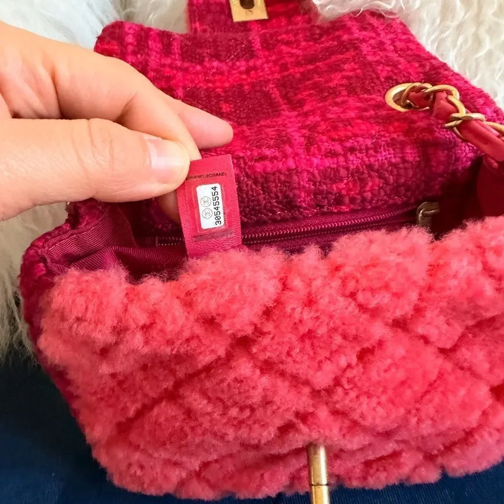 CHANEL Vibrant Pink Shearling Mini Bag